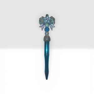 Blue Decorative Pen with Bow Accent